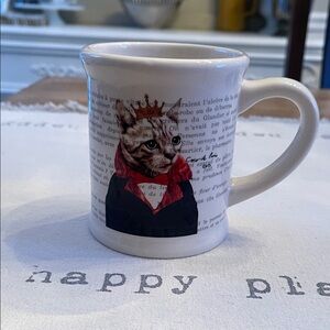 Cost Plus World Market Cat Mug with Red and Black Accents